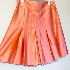 Elegant 100% Silk Mini Pleated Skirt in Coral Pink